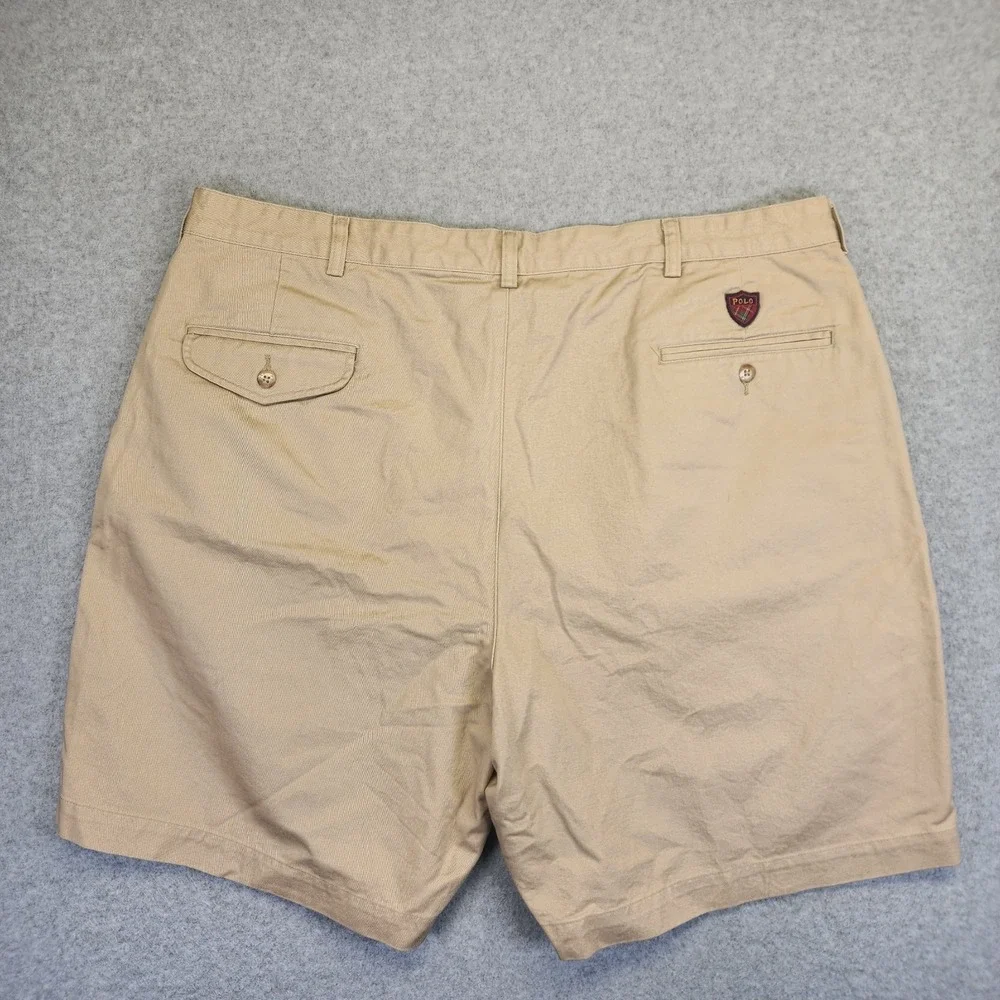 Vintage Polo Golf Ralph Lauren Men's 42 Chino Shorts Beige Pleated Classic Golf